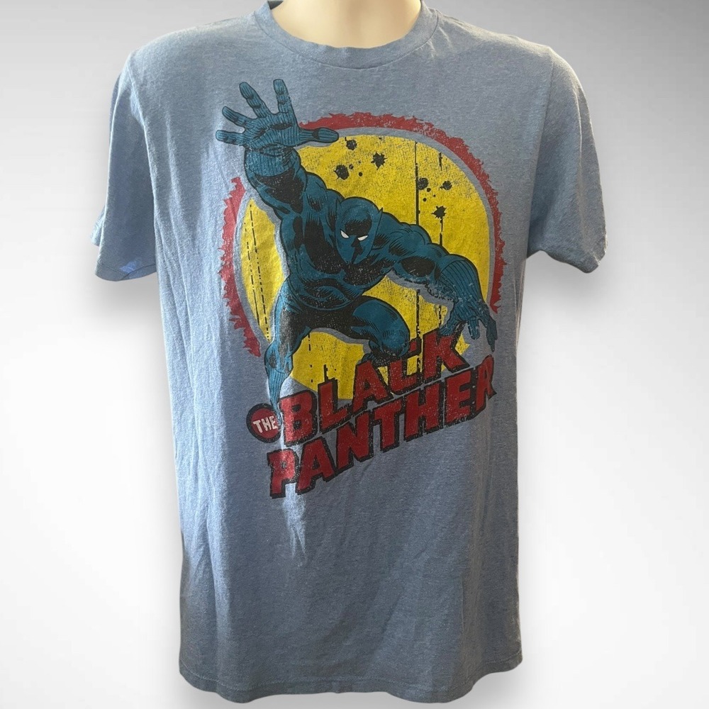MARVEL The Black Panther Men's Blue Short Sleeve Graphic T-Shirt‎ Medium | EUC